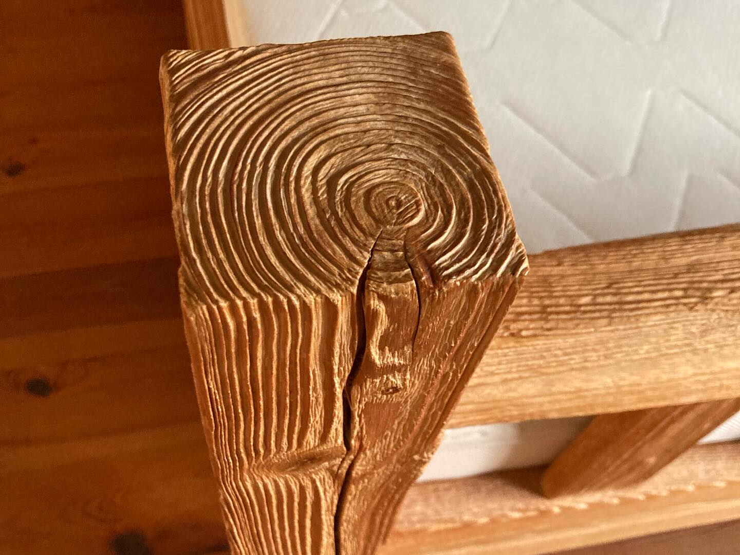 Detail roční kruhy smrkové postele